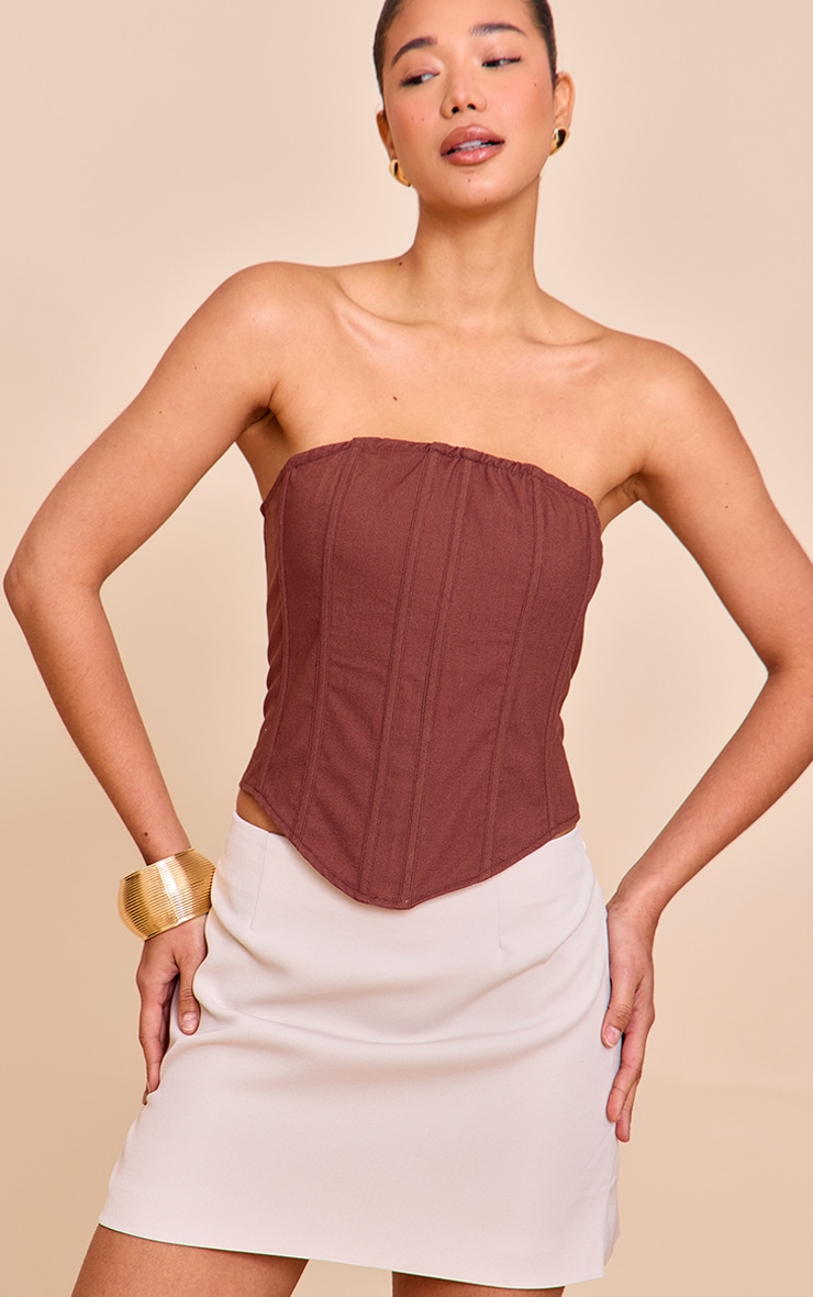 Sand Woven A Line Mini Skirt image 1