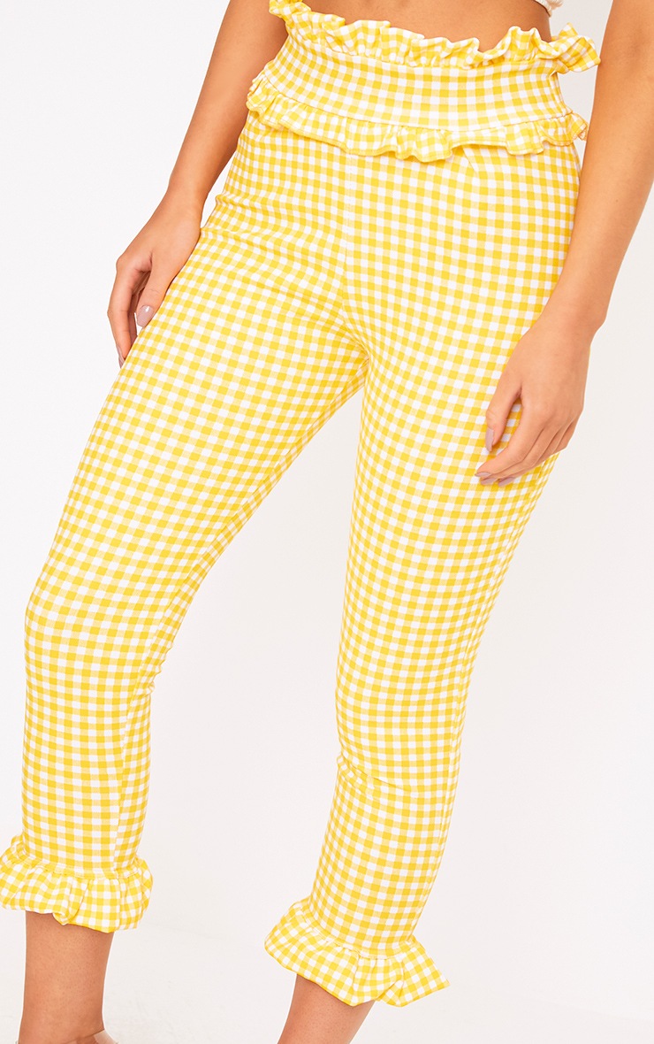 yellow gingham trousers