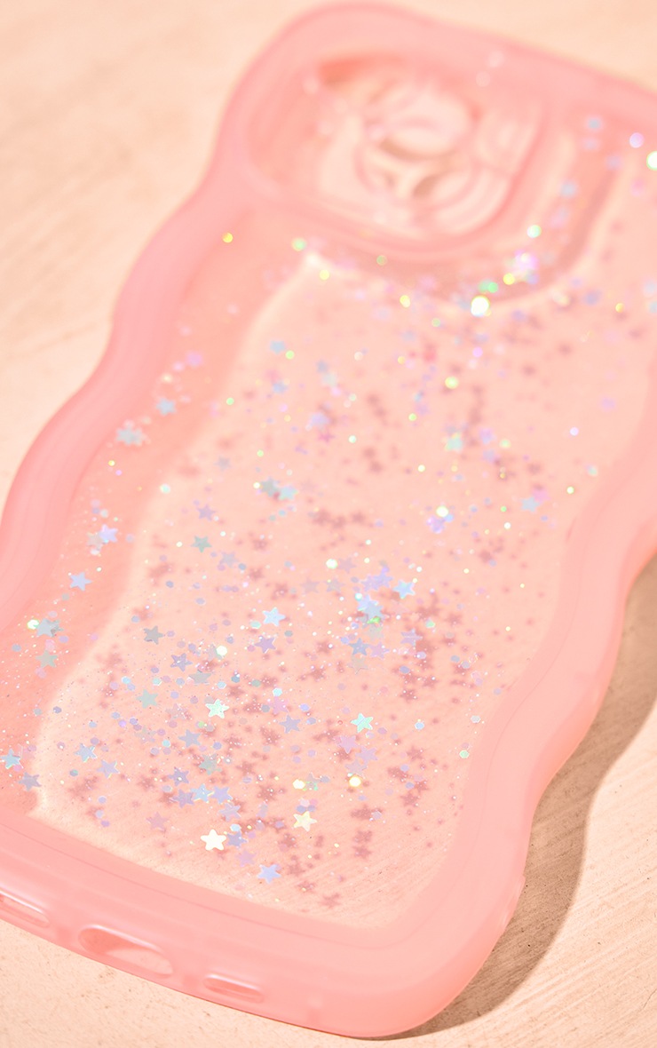Pink Glitter Wave Clear Phone Case image 2