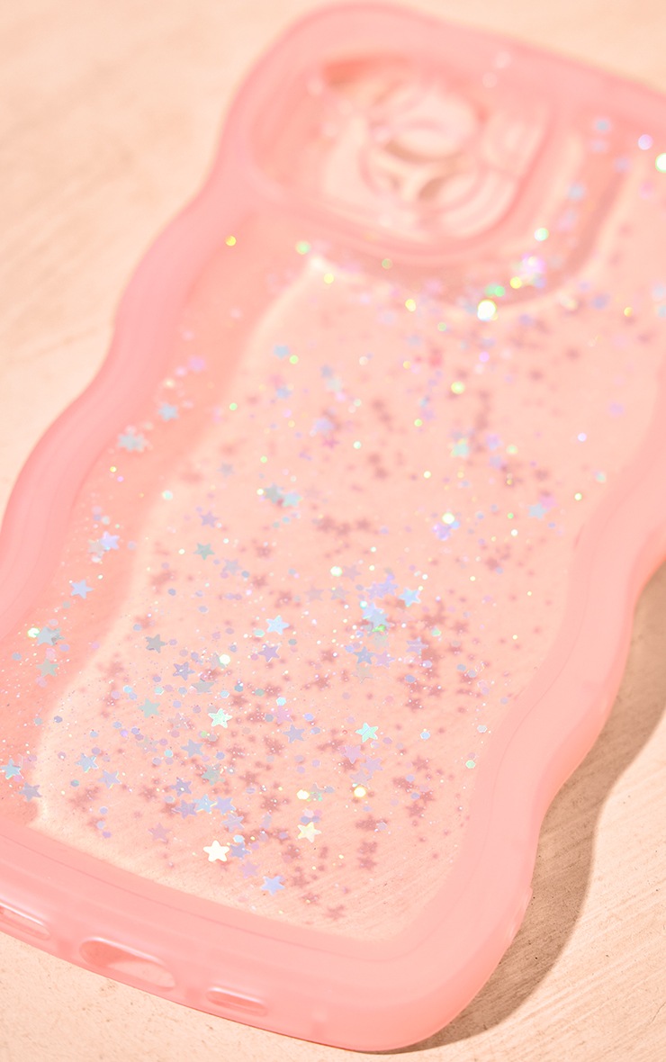 Pink Glitter Wave Clear Phone Case image 2