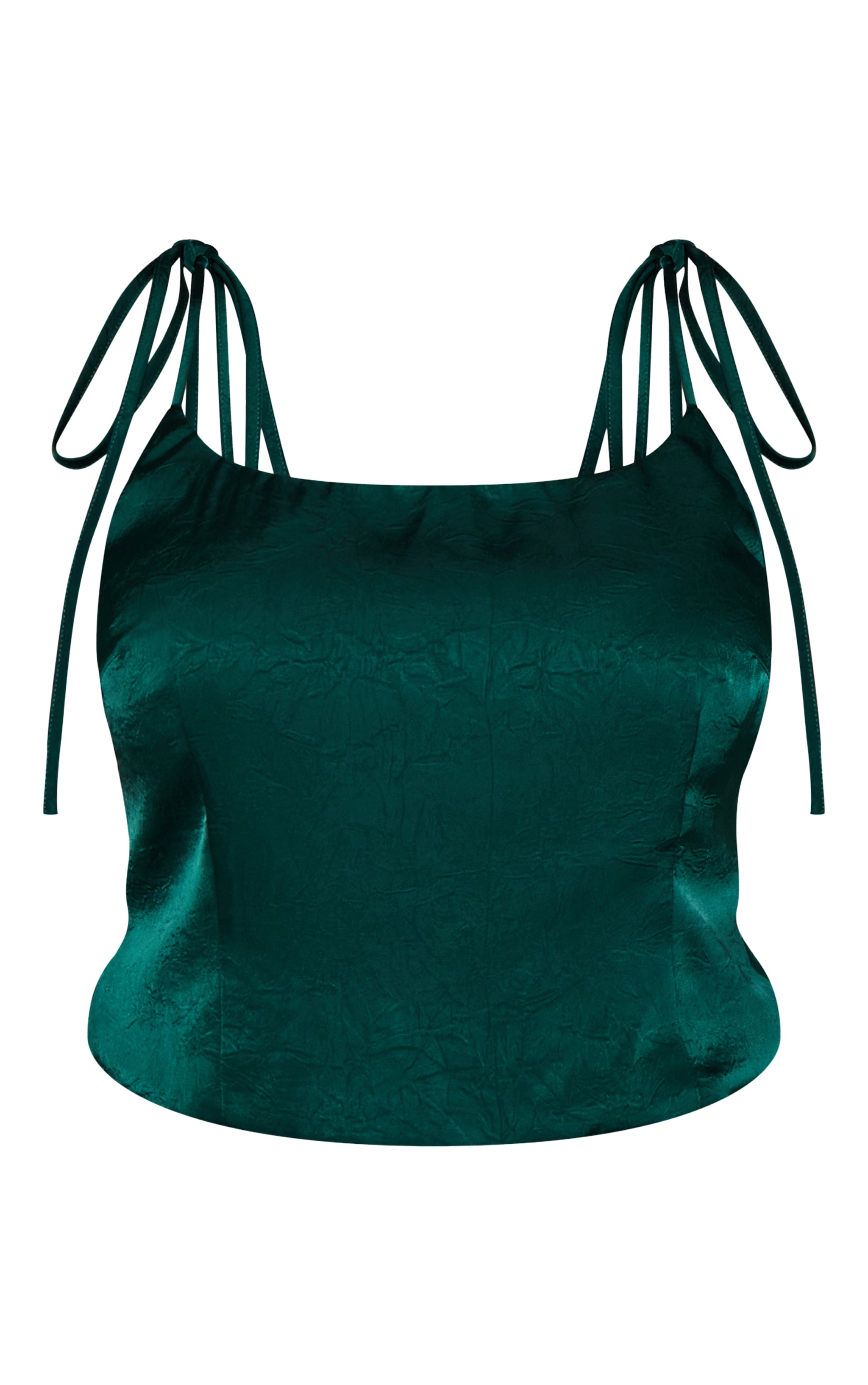 Plus Dark Teal Satin Strappy Ruched Top image 5