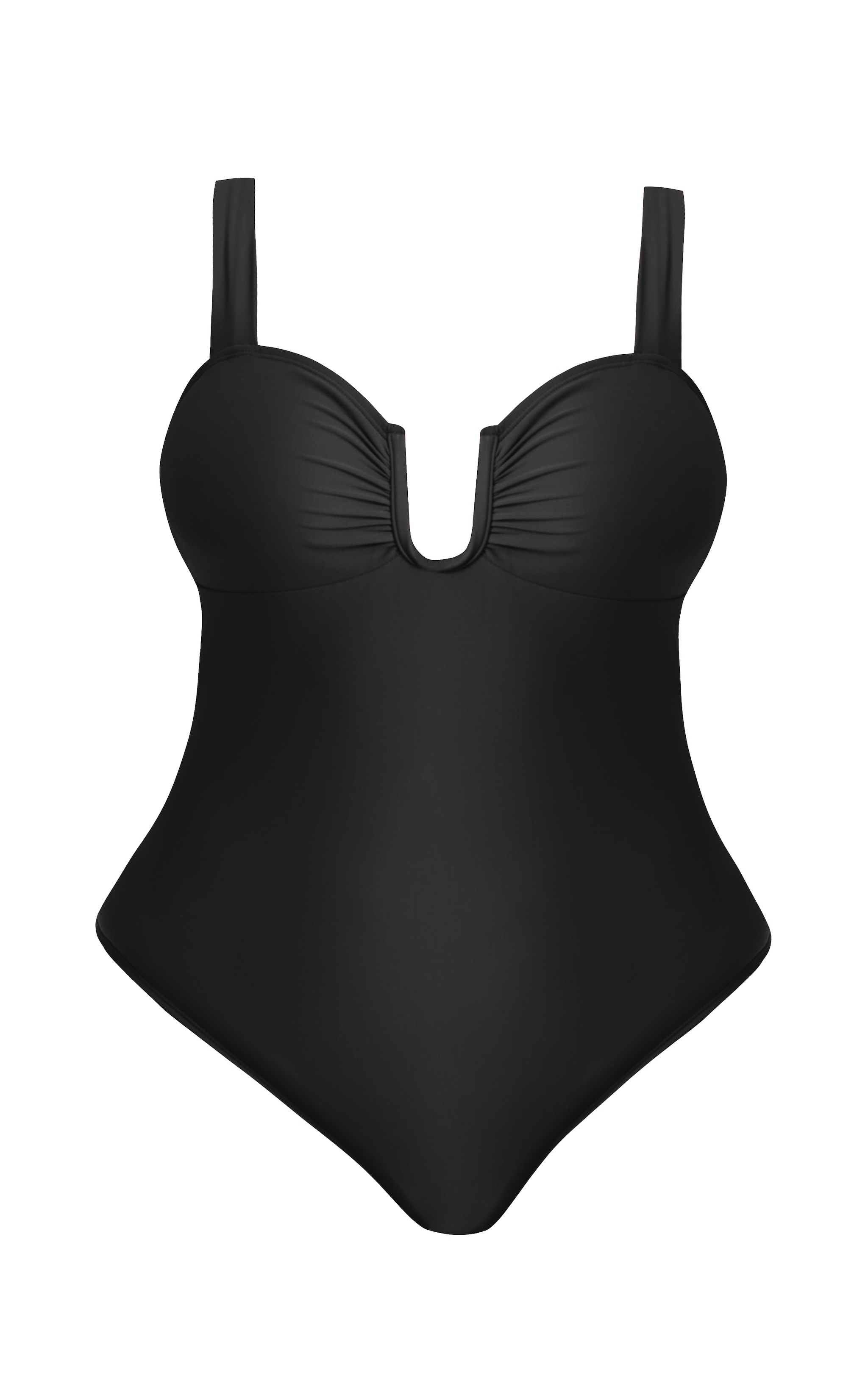 Plus Black Underwired U Bar Ruched Cup Swimsuit image 5