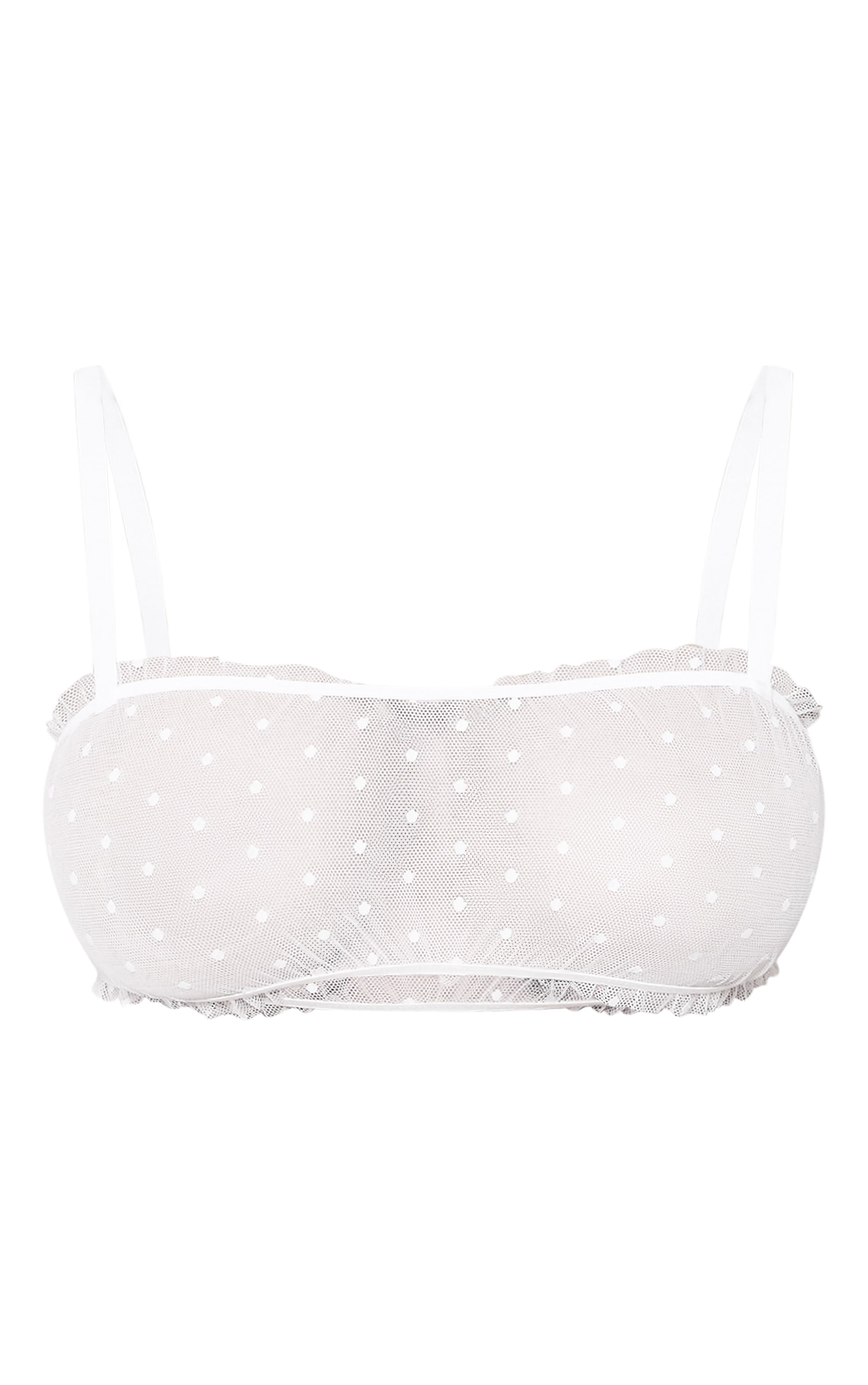 White Polka Dot Mesh Frill Thong image 6