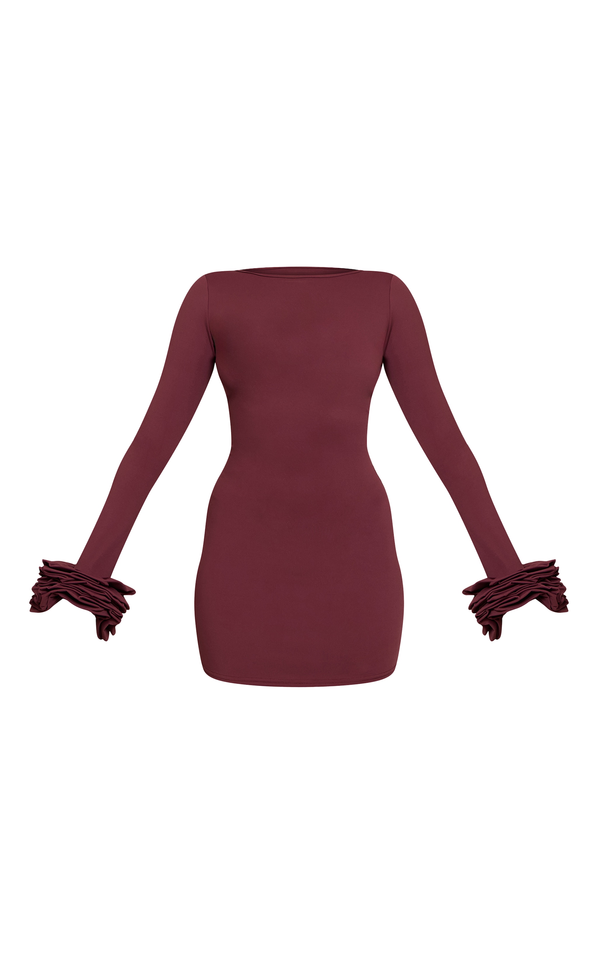 Plum Boat Neck Puff Sleeve Bodycon Dress image 5