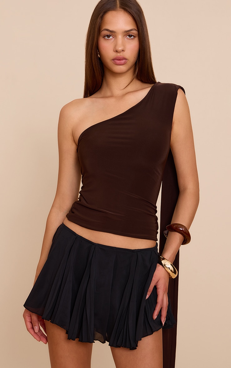 Black Chiffon Floaty Woven Pleated Skort image 1