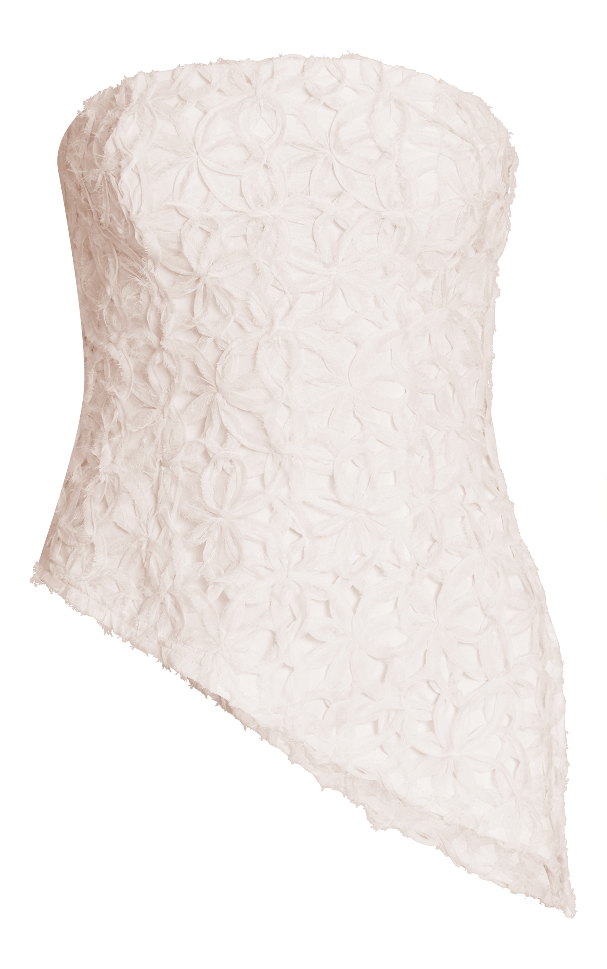 Cream Textured Floral Asymmetric Hem Bandeau image 5
