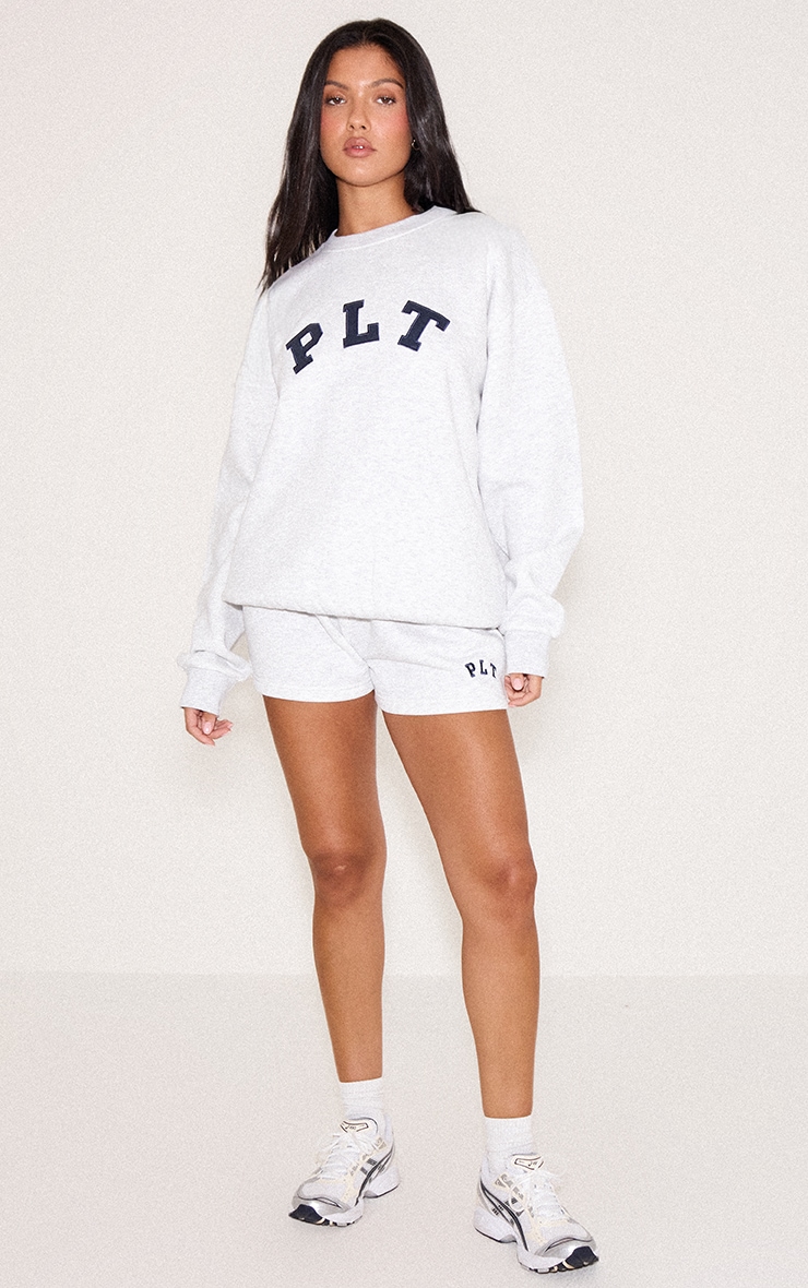 PRETTYLITTLETHING Ash Grey Logo Oversize Sweatshirt image 3