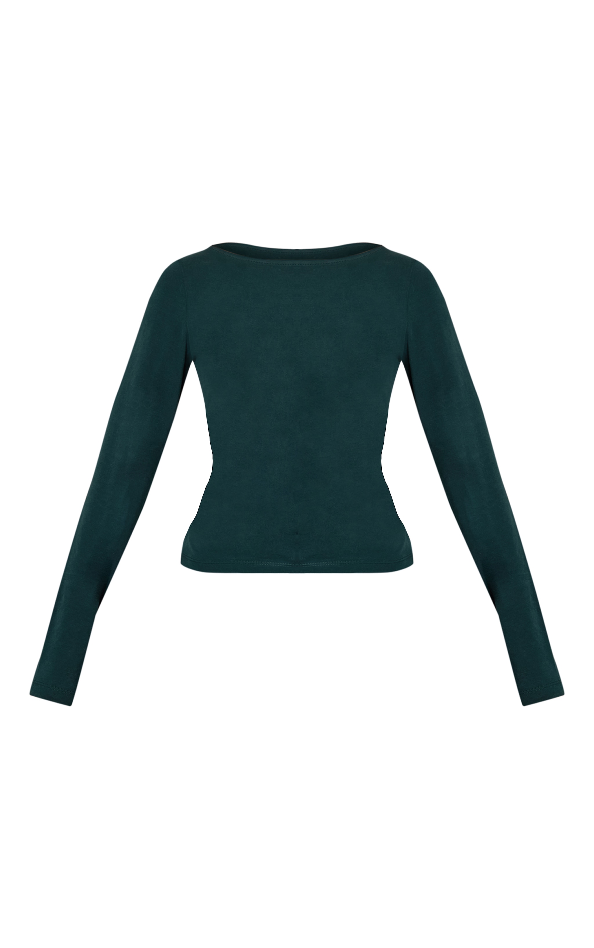 Top en coton doux vert forêt froncé sur les côtés à manches longues image 5