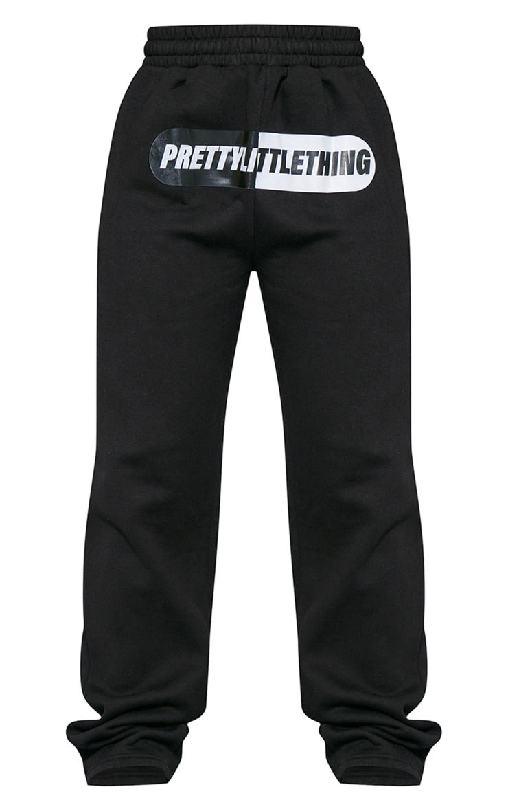 PLT Black Logo Detail Straight Leg Joggers Sweat PrettyLittleThing QA