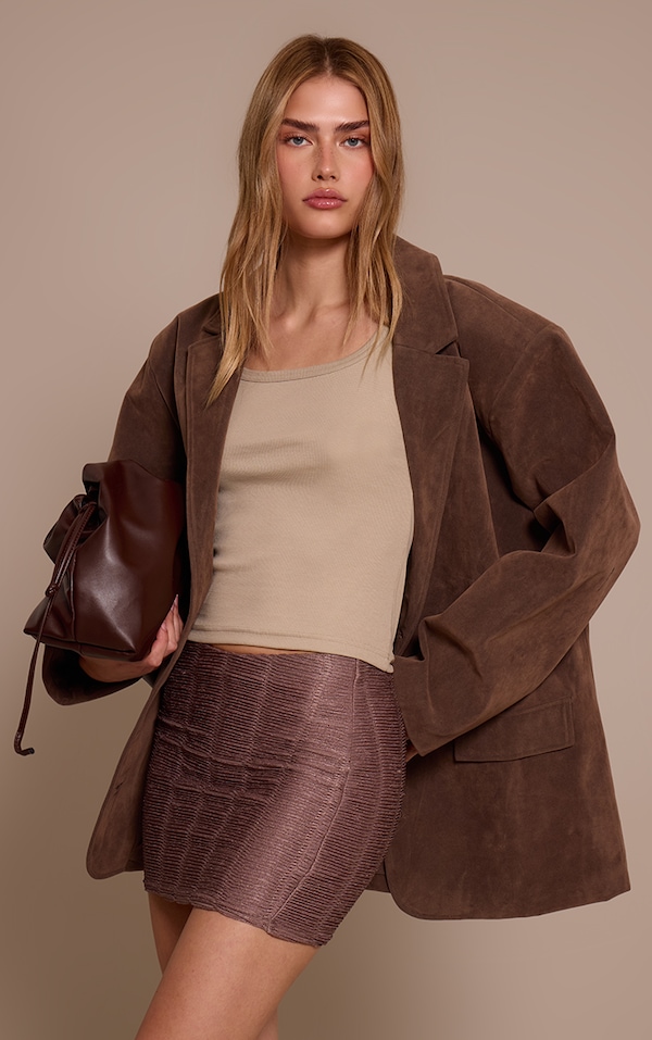 Mushroom Textured Jersey Mini Skirt 