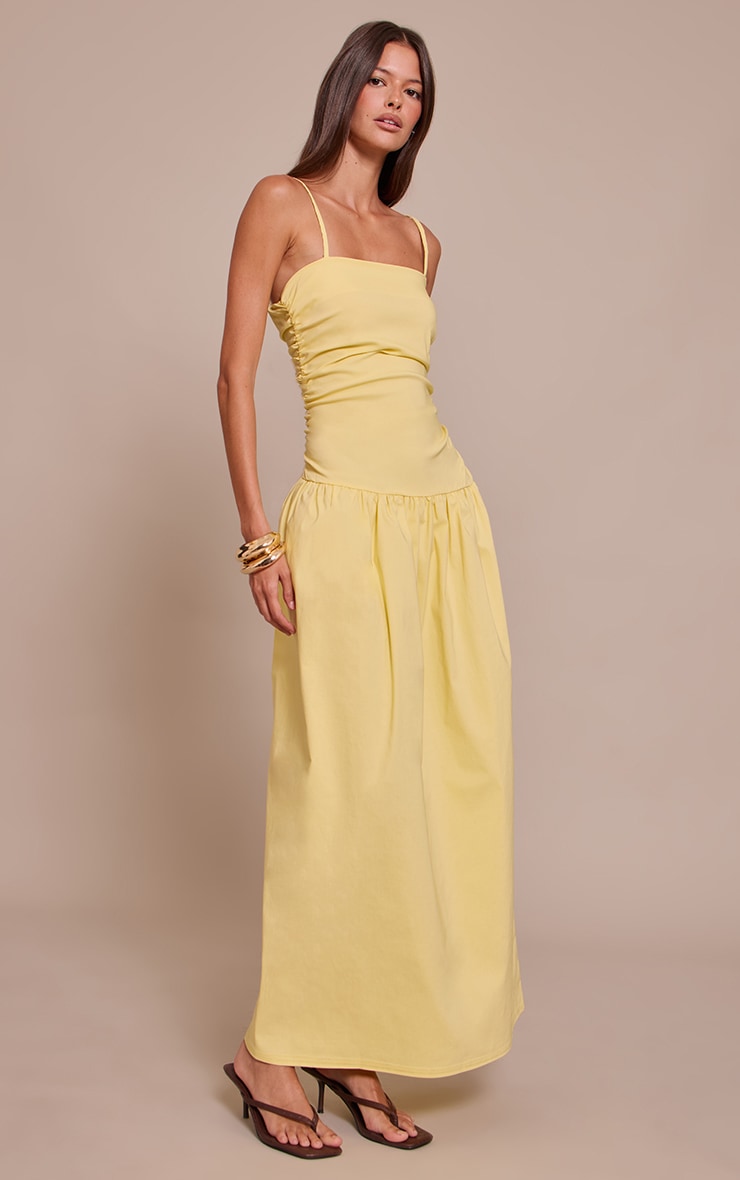 Lemon Stretch Woven Strappy Ruched Maxi Dress image 3