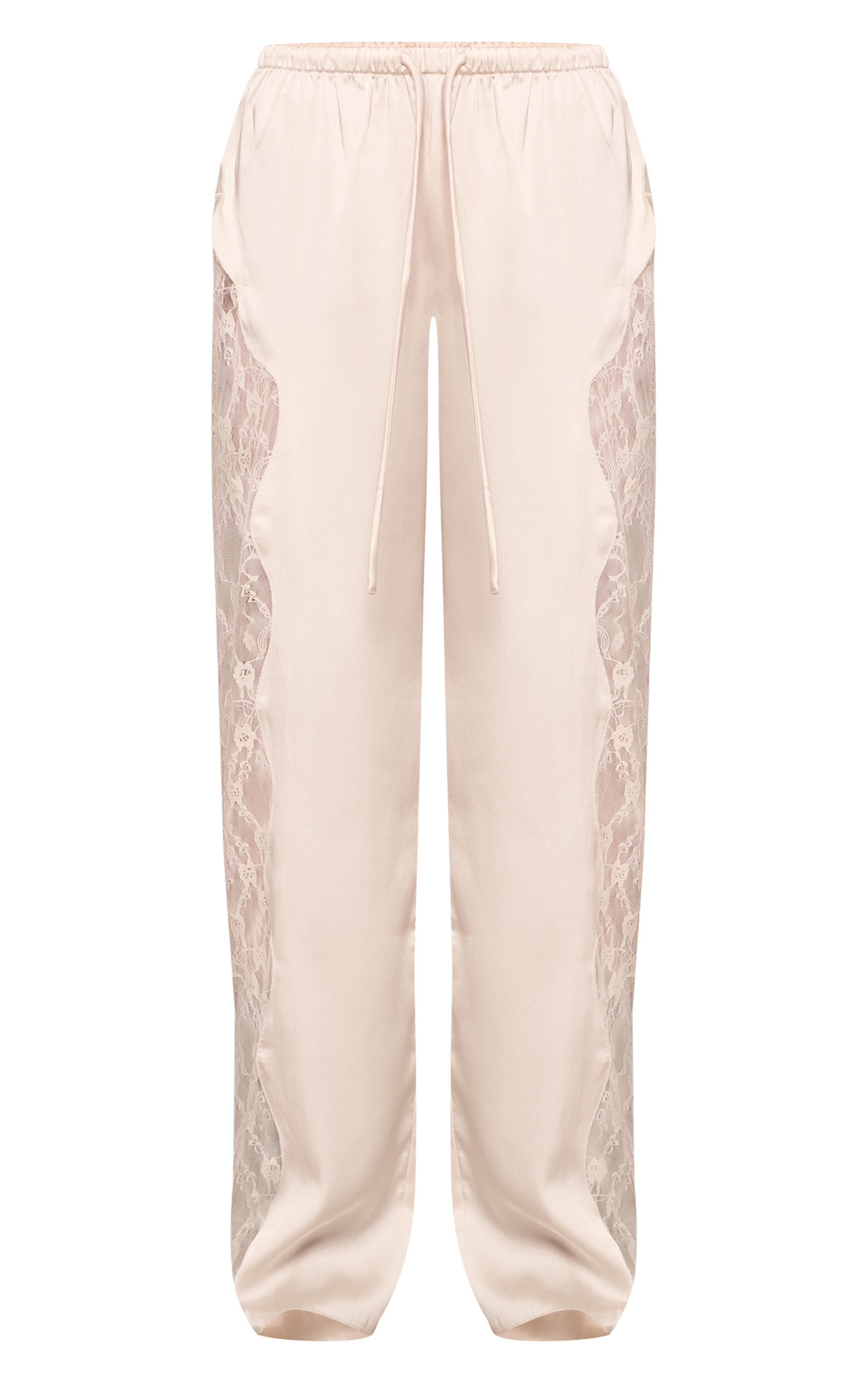 Cream Satin Lace Drawstring Pants image 5