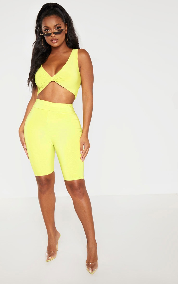 Shape Dark Lime Slinky High Waist Cycle Short