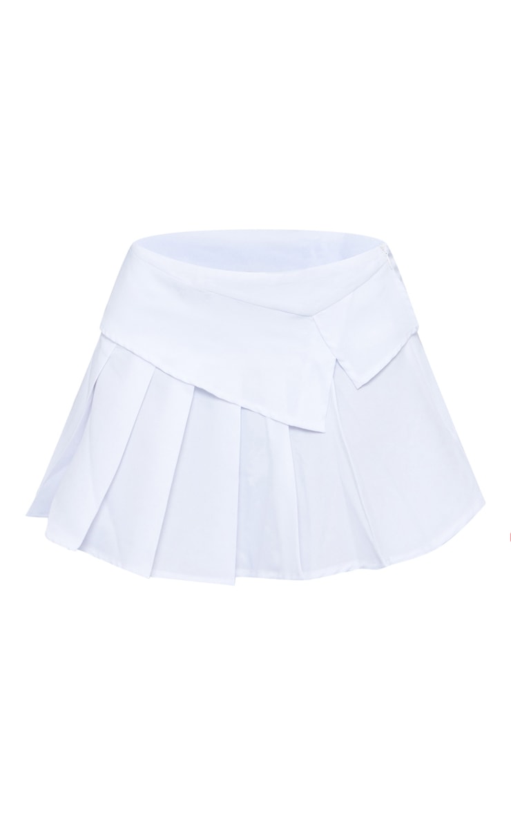 White Woven Foldover Waist Skater Skirt image 1