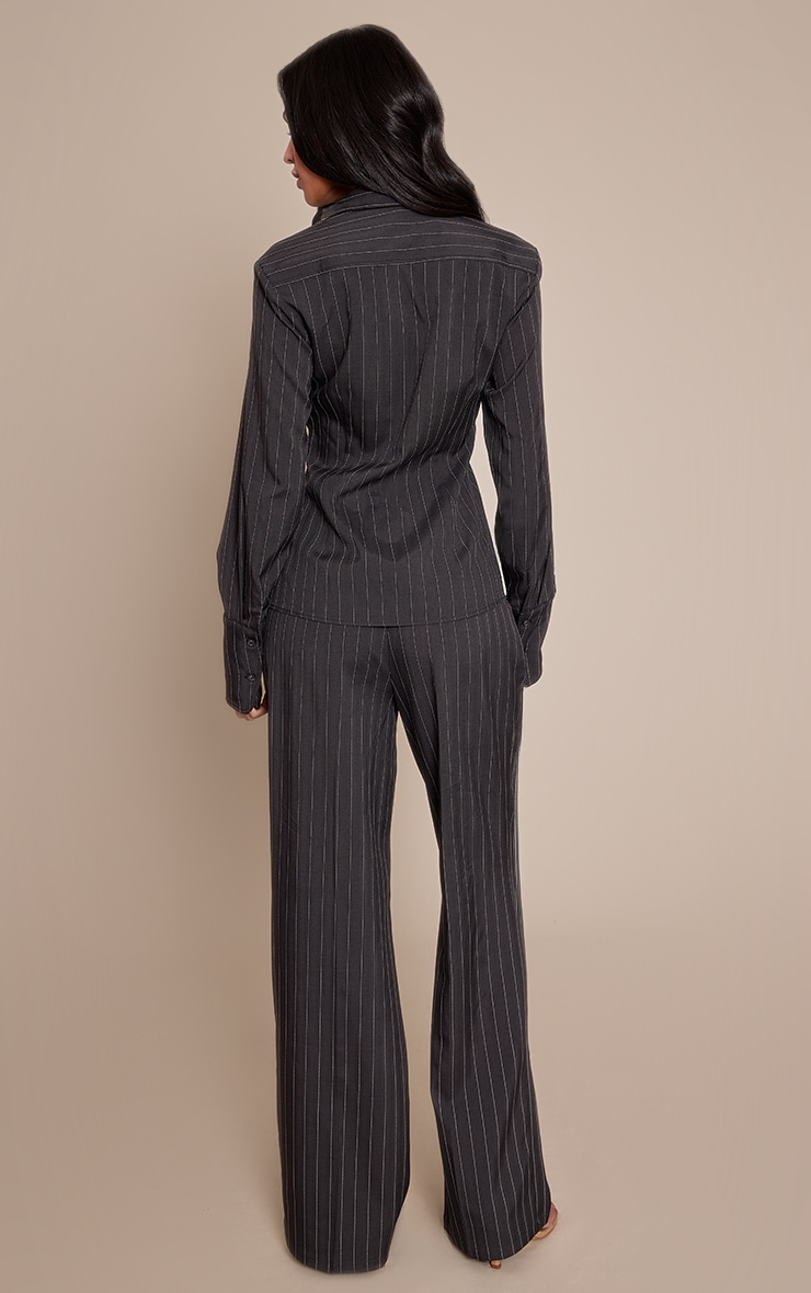 Tall Charcoal Pinstripe Tailored Trousers image 3