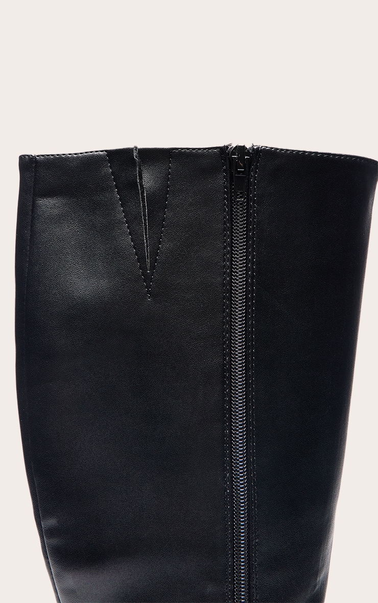 Bottes montantes en PU noir à bout et talon carrés image 5