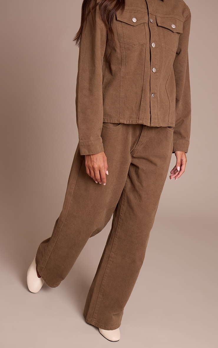 Olive Mid Rise Slouchy Wide Leg Jeans image 2