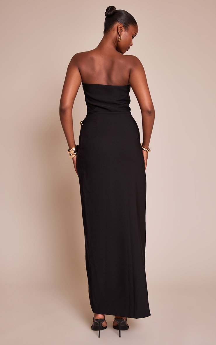 Black Drape Detail Maxi Dress image 2