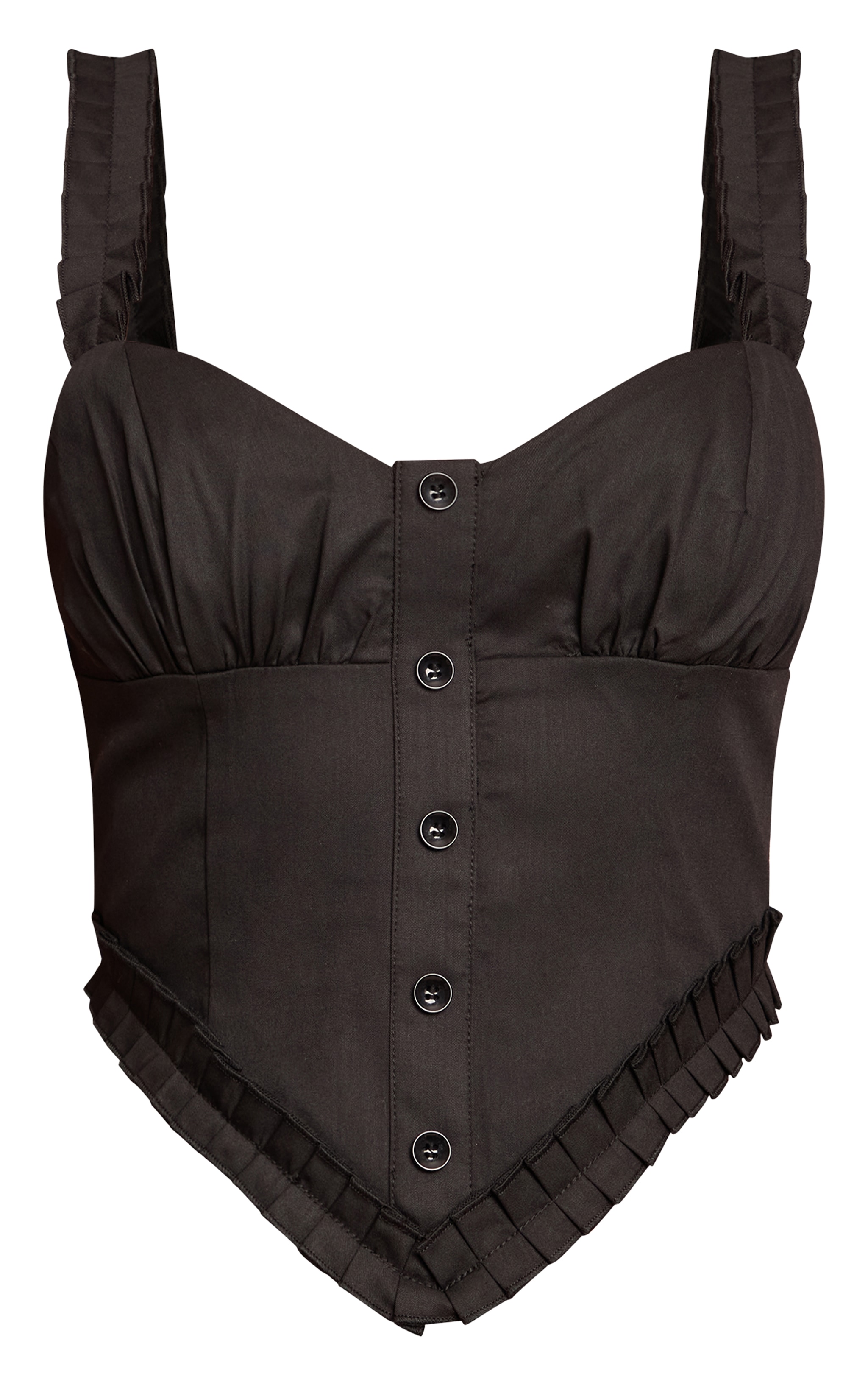 Black Woven Button Down Corset Top image 5