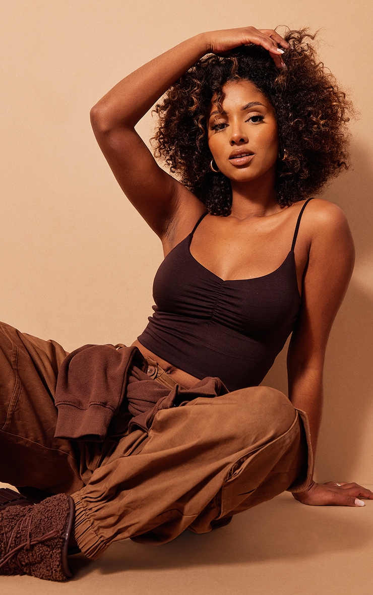 crop top marron zara