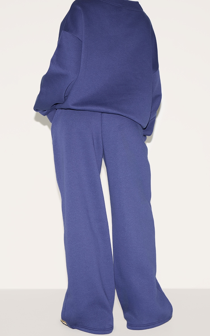 Petite Navy Wide Leg Elasticated Drawstring Sweatpants image 3