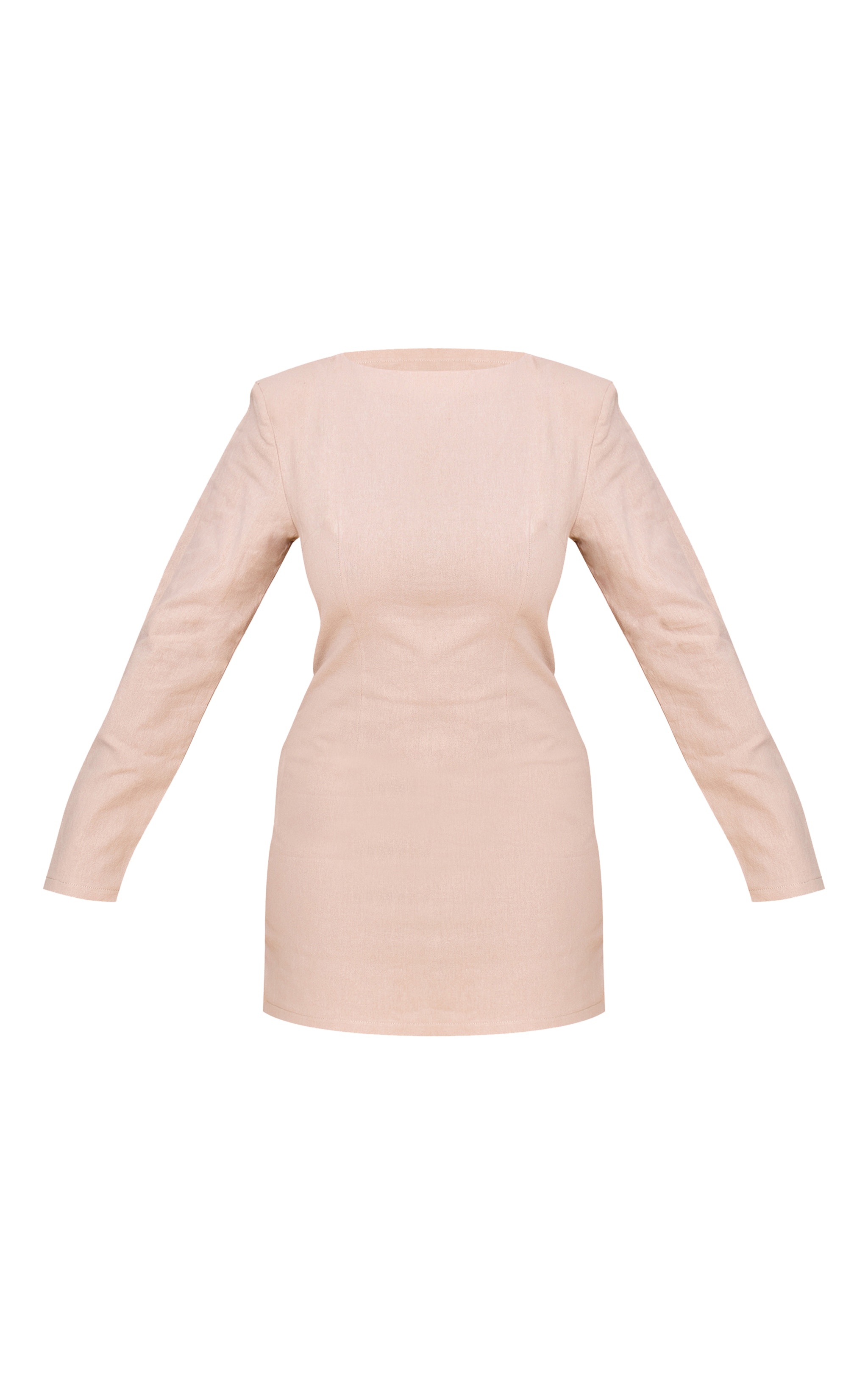 Shape Stone Linen Boat Neck Shoulder Pad Mini Dress image 5
