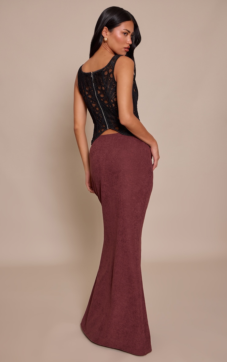 Deep Burgundy Peachskin Fishtale Maxi Skirt image 3