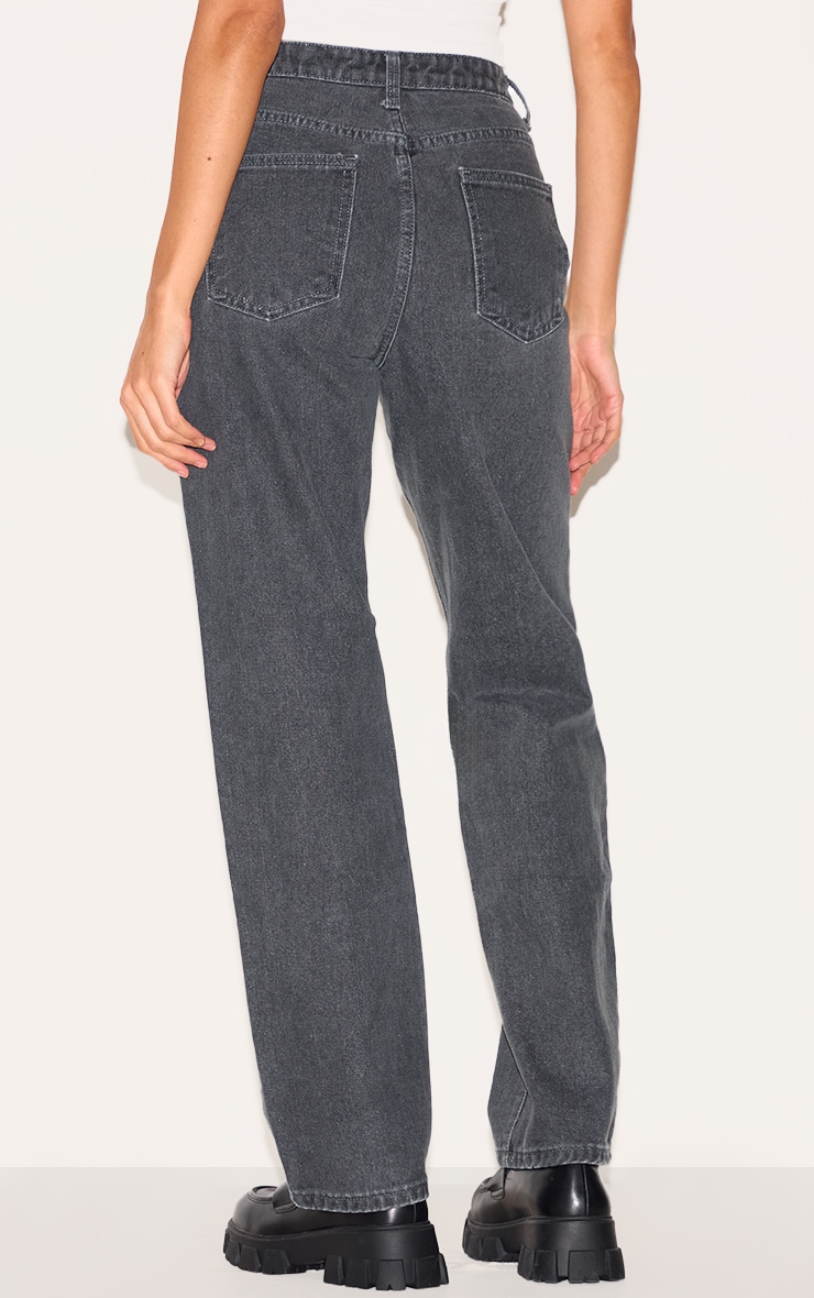 Grey High Waist Straight Leg Jeans image 3