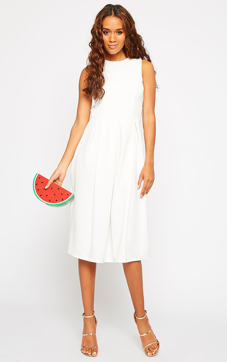 Fiona Cream Long Skater Dress Dresses PrettyLittleThing