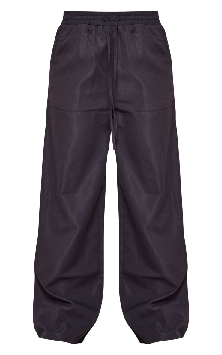 Black Soft Tailored Drawstring Waist Wide Leg Trousers image 5