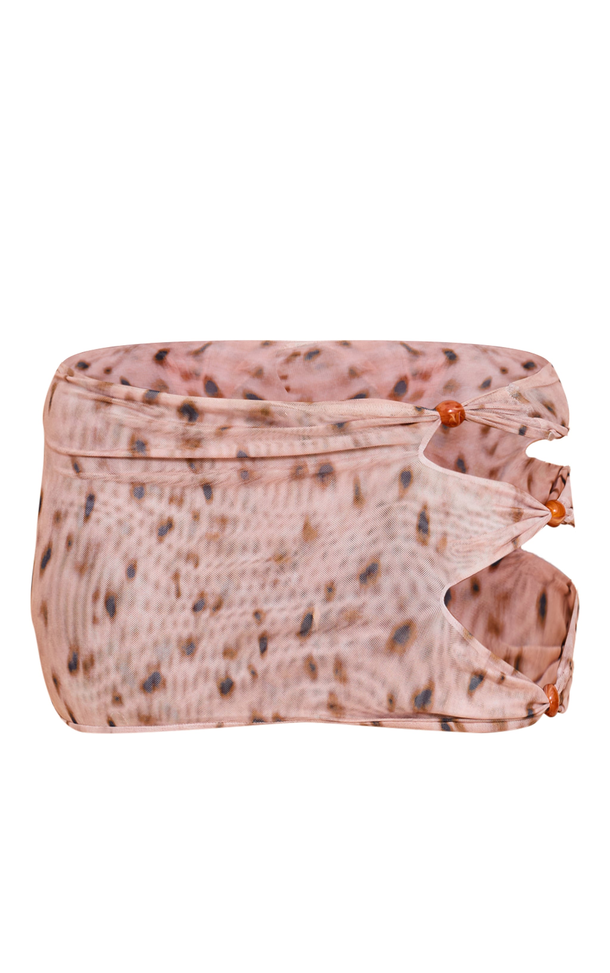 Shape Stone Animal Print Beaded Mesh Mini Skirt image 6