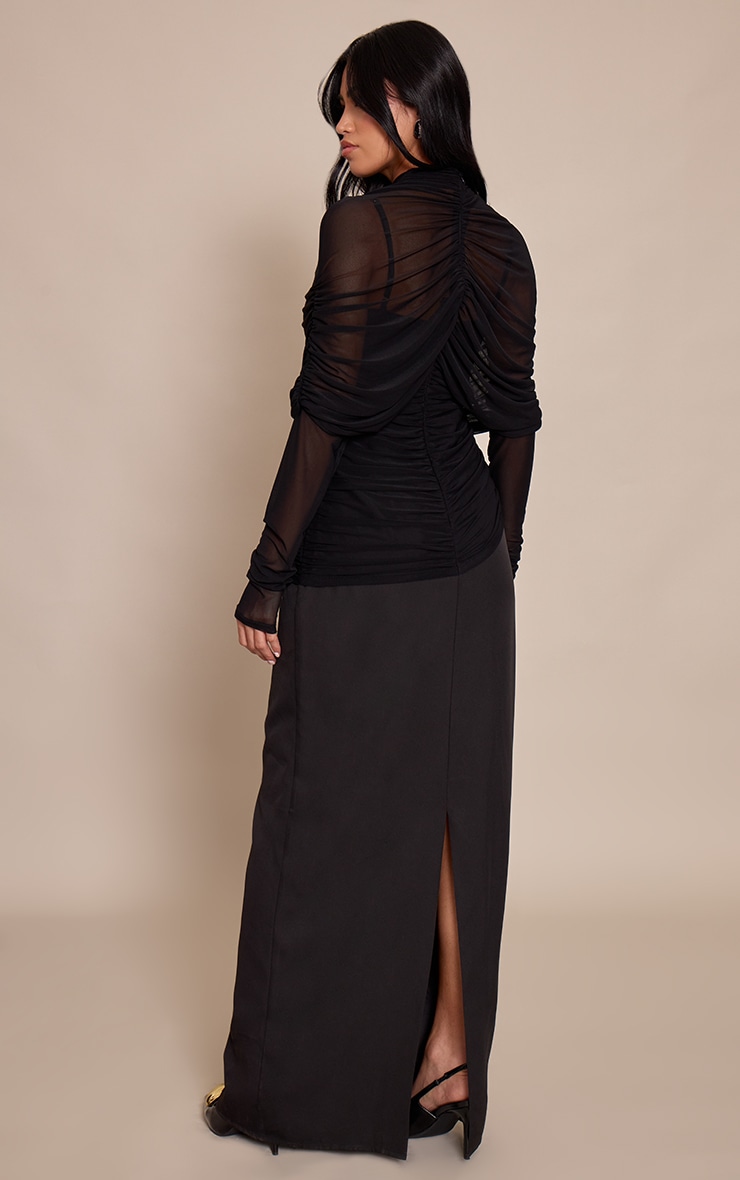 Black Cape Detail Long Sleeve Maxi Dress image 2