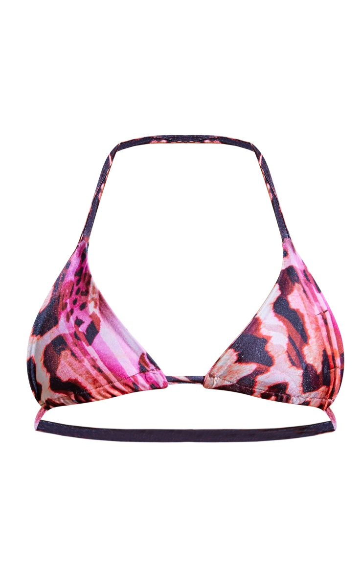 Purple Leopard Print Triangle Bikini Top image 5