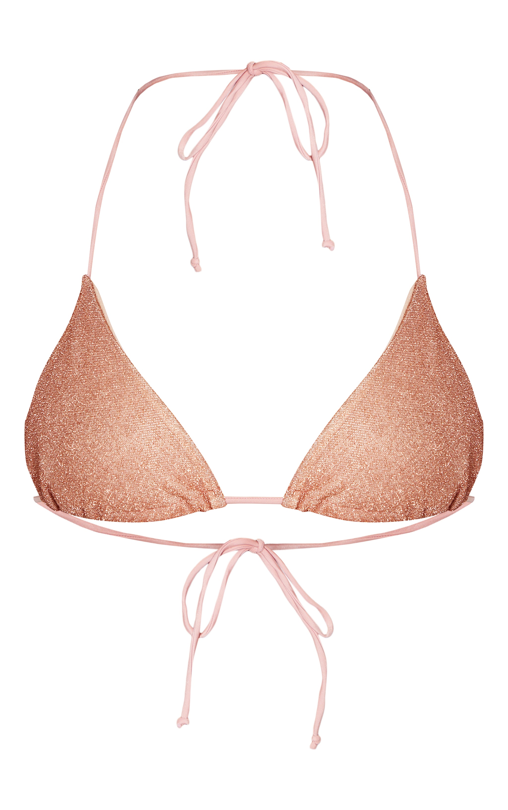 Rose Gold Triangle Glitter Bikini Top image 1