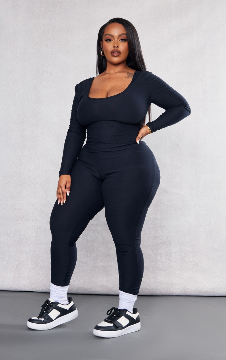 Plus Black Soft Touch Scoop Neck Jumpsuit image 3