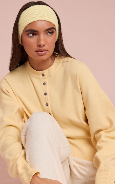 Bandeau en maille tricot brossée jaune beurre
