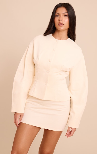 Micro jupe de tailleur tissée amande