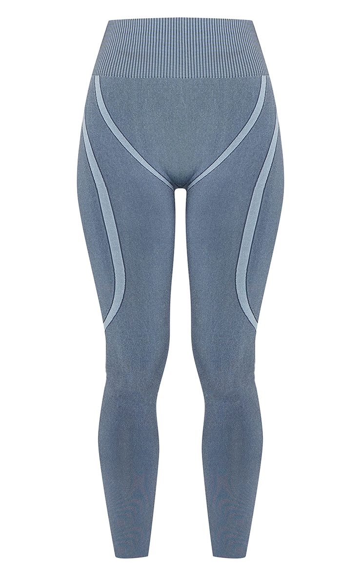 Legging côtelé bleu nuit sans coutures à taille haute image 5