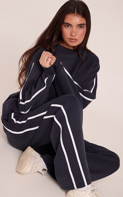 Navy PLT Tab Contrast Side Stripe Sweatshirt