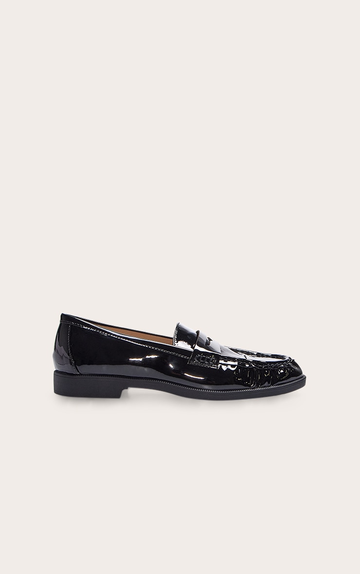 Black Patent Round Toe Loafer