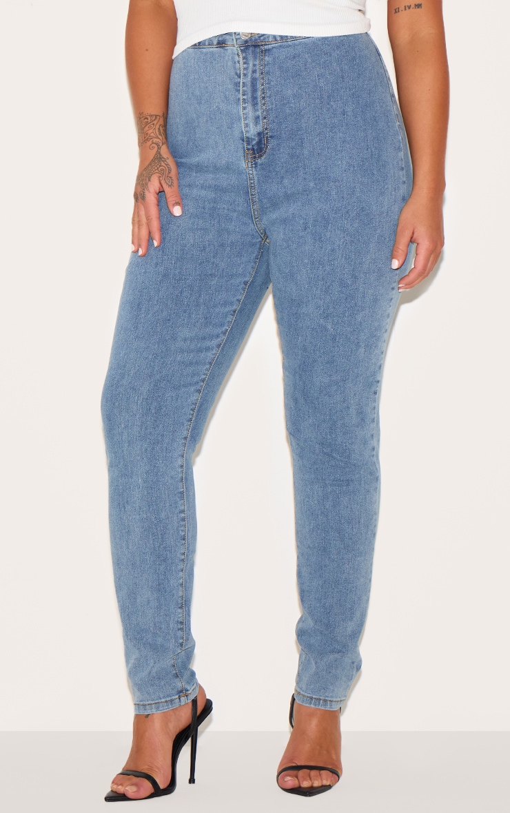 PRETTYLITTLETHING Plus Vintage Wash Disco Skinny Jeans image 2