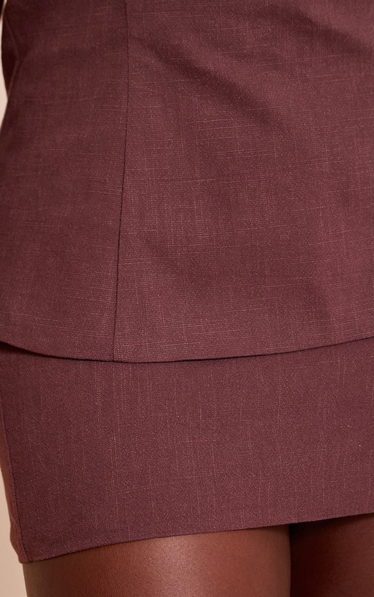 Plus Deep Chocolate Premium Linen A Line Mini Skirt image 5