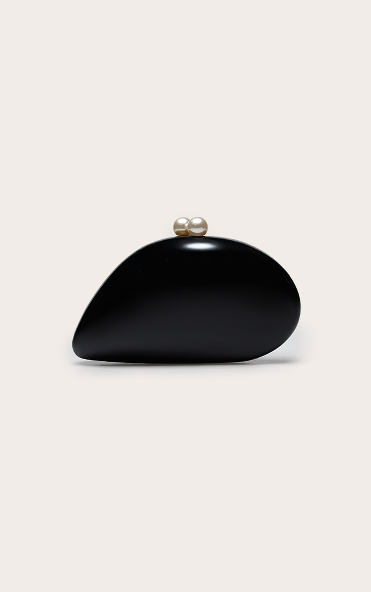 Black Pearl Metallic Pebble Hard Clutch Bag image 2