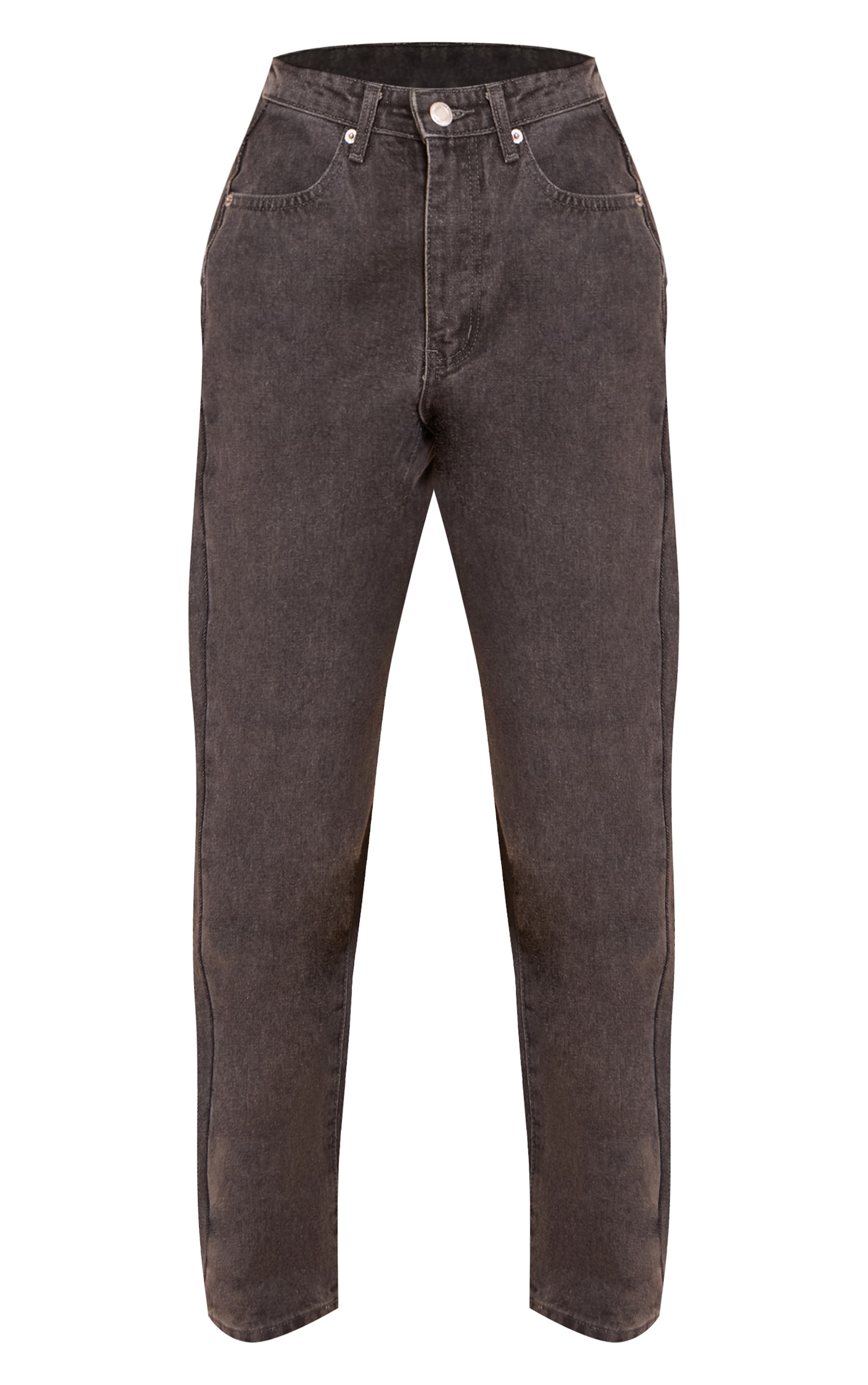 Petite Grey High Waist Straight Leg Jeans image 5