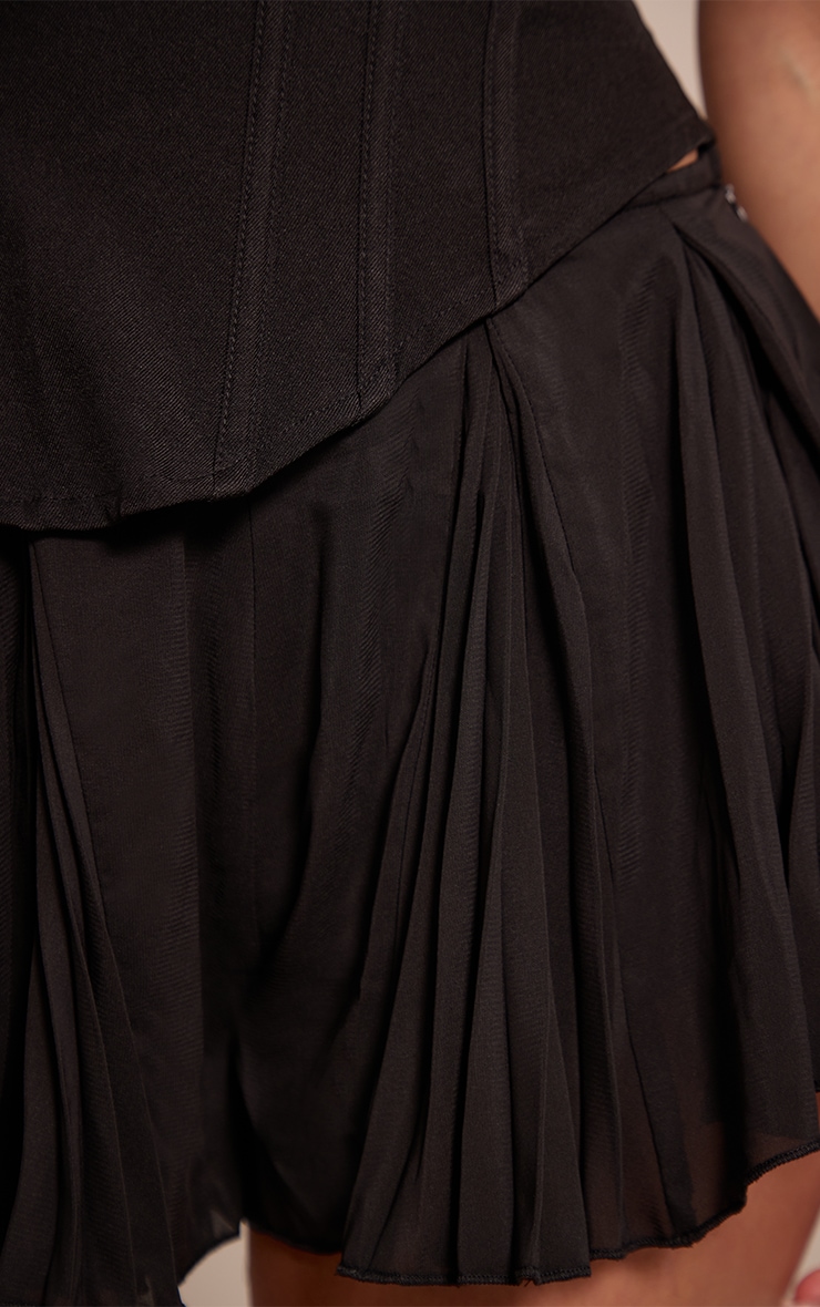 Black Chiffon Floaty Woven Pleated Skort image 5