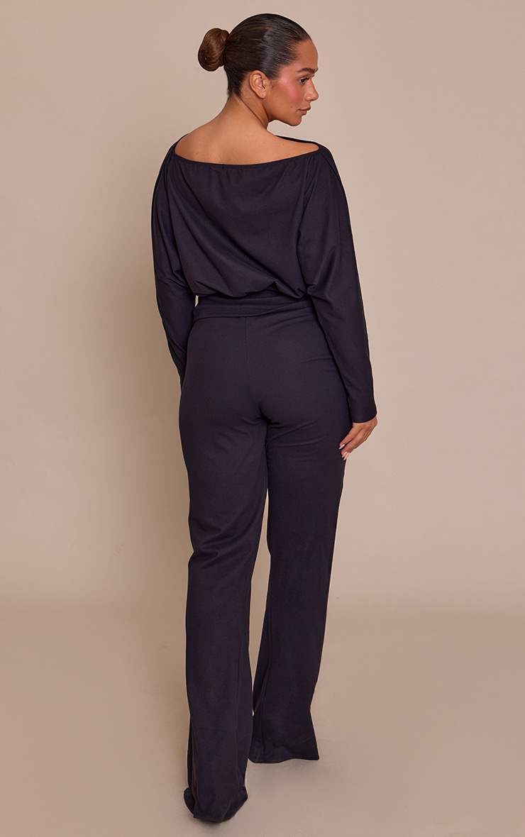 Shape Pantalon doux noir à partie superposée devant image 3