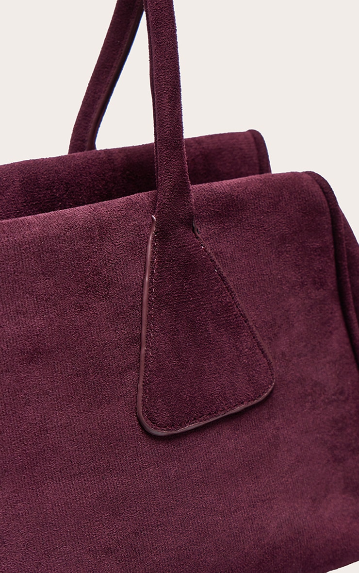 Plum Faux Suede Bowler Bag image 4