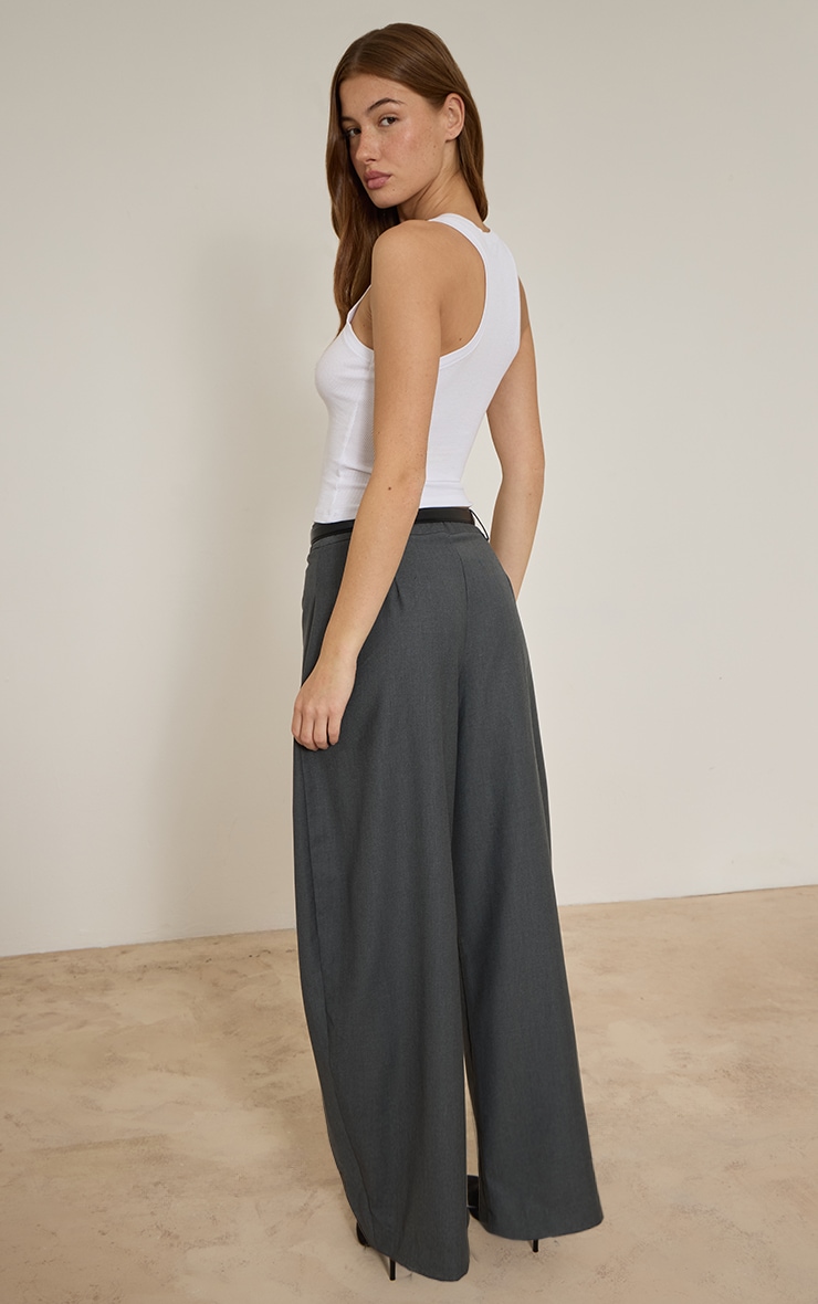 Dark Charcoal Belted Wide Leg Pants image 3