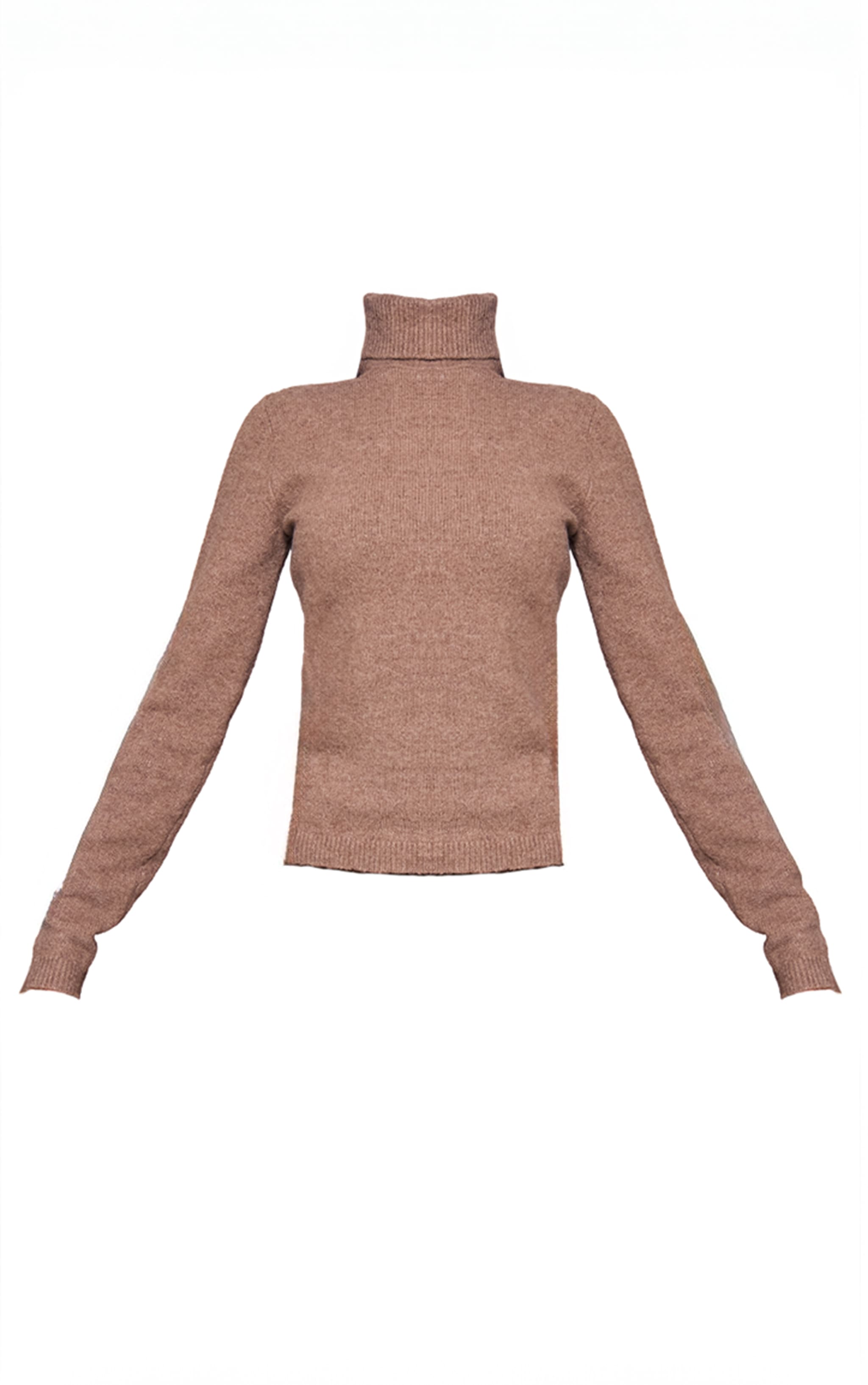 Petite Top long en maille tricot marron à col haut image 5