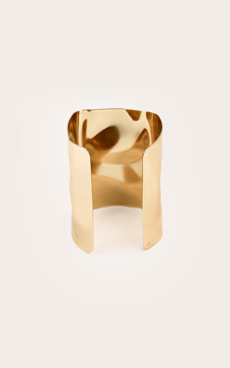 Gold Hammered Large Cuff image 3
